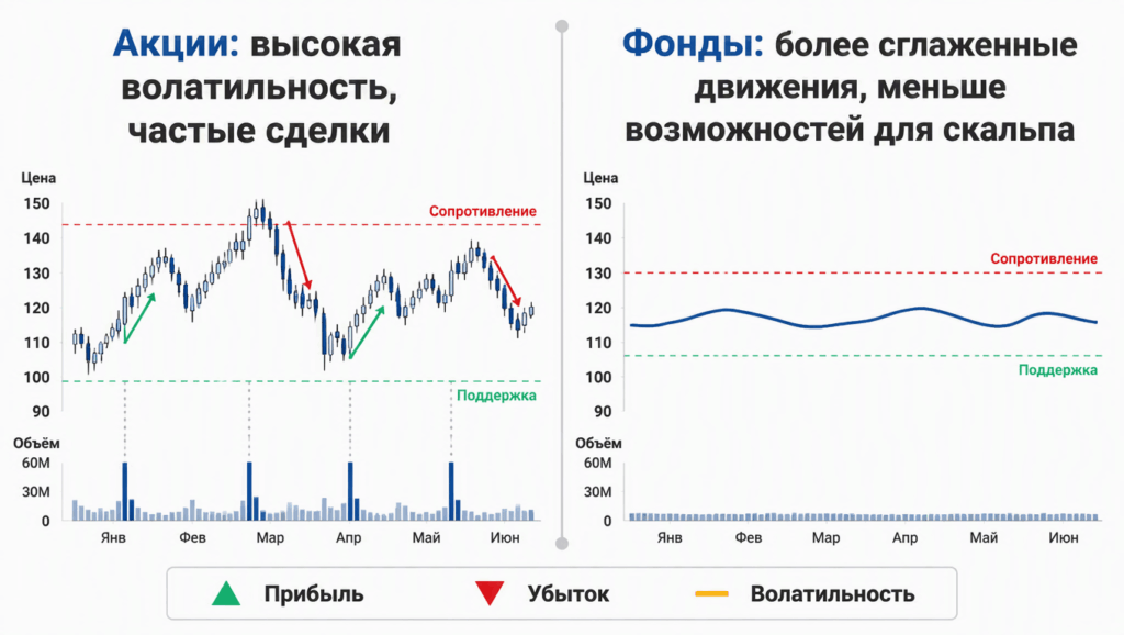 Акции и фонды (графики). Торговля на бирже (купить акции).